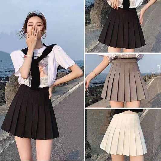 Skirts Women Pleated High Waist Plus Size Solid Casual Streetwear All-match Korean Style Trendy Novelty Daily Womens Comfortable
